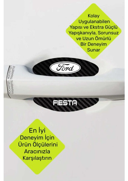 Ford Fiesta Karbon Desenli Kapı Içi Çizik Önleyici ve Şık Görünüm Folyo Koruma Takımı Fiesta Yazılı