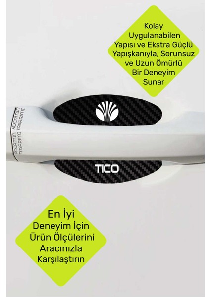 Daewoo Tico Iç Kapı Çukuru Çizik Önleyici Karbon Desenli Özel Koruma Folyo Seti Tico Yazılı