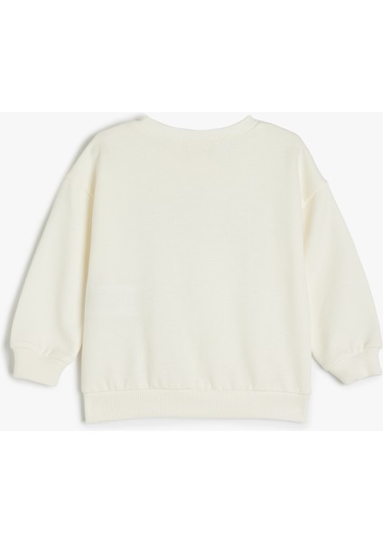 Baskılı Uzun Kollu Bisiklet Yaka Pamuklu Sweatshirt