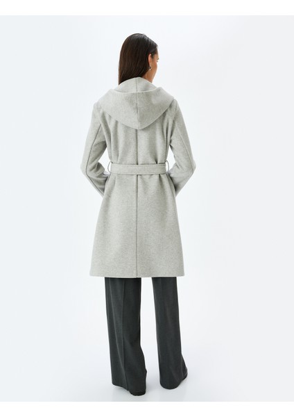 Cepli Kemerli Kruvaze Uzun Kapüşonlu Kaşe Kaban fırsatları