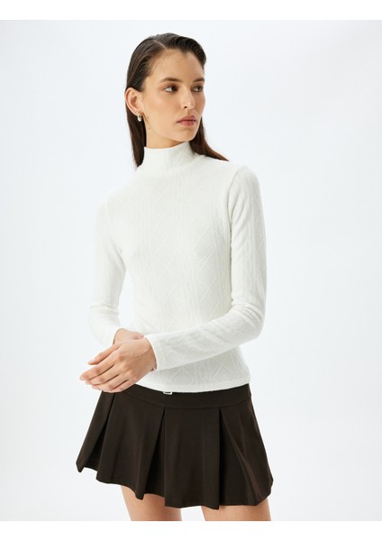 Slim Fit Dik Yaka Uzun Kollu Dokulu Body modelleri