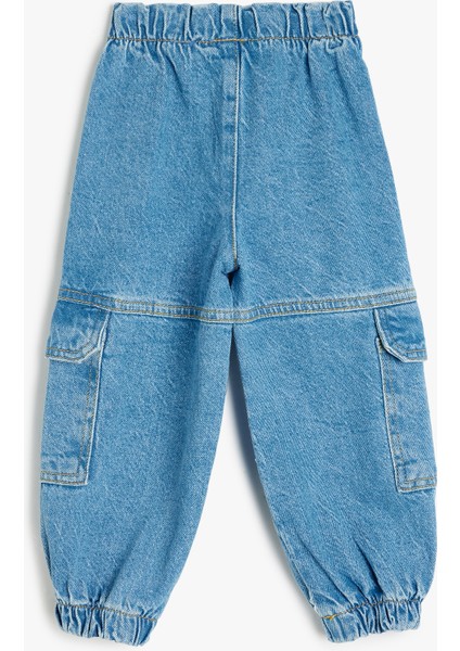 Yüksek Bel Kargo Cepli Pamuklu Jogger Kot Pantolon