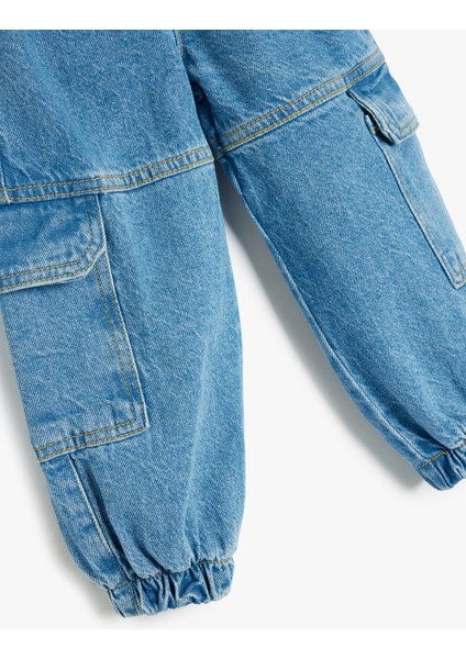Yüksek Bel Kargo Cepli Pamuklu Jogger Kot Pantolon