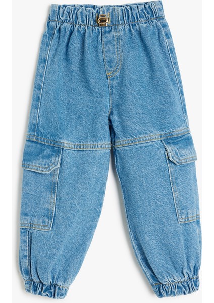 Yüksek Bel Kargo Cepli Pamuklu Jogger Kot Pantolon