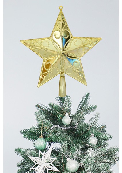 Yılbaşı Çam Ağacı Süsü 25-20 cm Gold Yıldız Tepelik