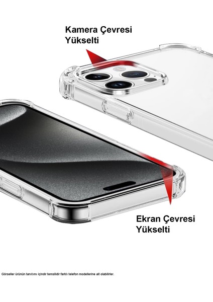 Apple iPhone 16 Pro Kapak Kamera Bölümü Açık Airbag Antishock Köşe Korumalı Şeffaf Silikon Kılıf fiyatları