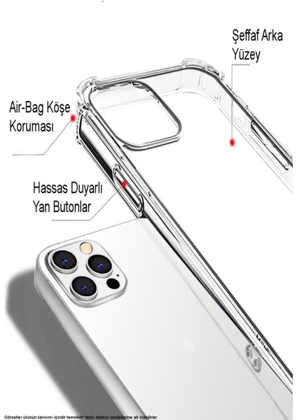 Apple iPhone 16 Pro Kapak Kamera Bölümü Açık Airbag Antishock Köşe Korumalı Şeffaf Silikon Kılıf modelleri