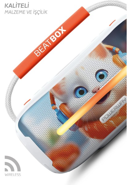 Beatbox Animals Kedi LED Işıklı Dayanıklı Ses Bombası USB Sd Aux Bluetooth Hoparlör