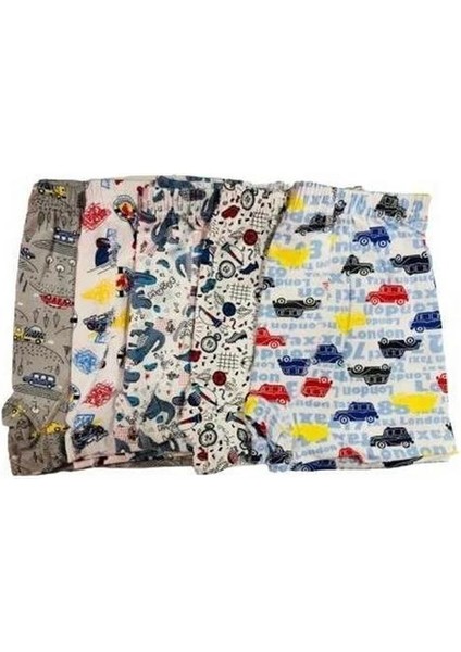 0254 Erkek Çocuk Elastan Empirme Desenli Boxer 3 Lü Paket Renkli