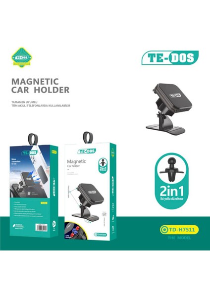 Te Dos Mıknatıslı Araç Içi Telefon Tutucu Torpido ve Izgara Sabitleme Aparatlı TD-H7511 fiyatları