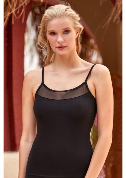 8033 Kadın İp Askılı Atlet Siyah