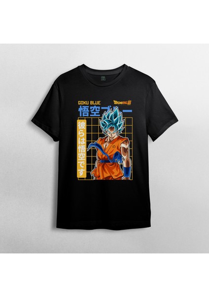 Dragon Ball Blue Son Goku %100 Pamuklu Bisiklet Yaka T-Shirt Model 1 fiyatları
