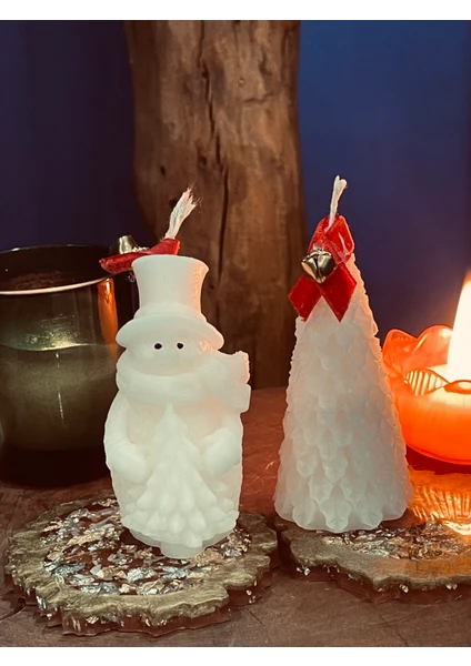 Mumias Candle New Year Noel Baba & Yıl Başı Ağacı 2'li Dekorasyon Mum Seti