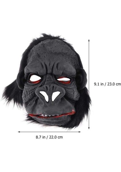 Lateks Goril Maskesi Maymun Maskesi Et Maskesi Orangutan Siyah Saçlı 1 No