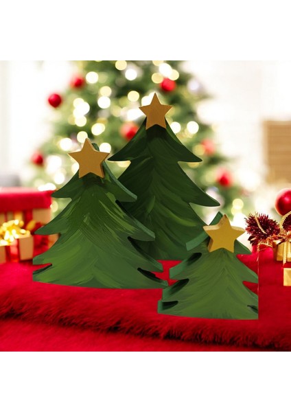 3lü Yılbaşı Ağacı Ahşap Dekor - Yılbaşı, Noel, Özel Etkinlik