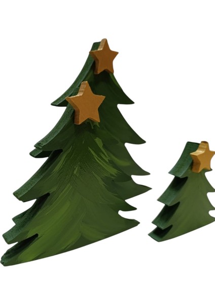 3lü Yılbaşı Ağacı Ahşap Dekor - Yılbaşı, Noel, Özel Etkinlik