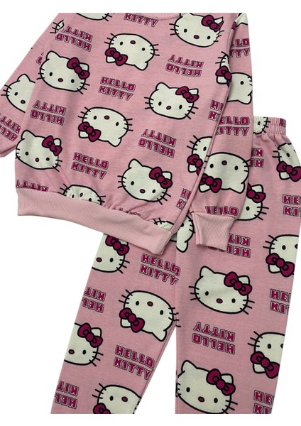 Kız Çocuk Iki Iplik Pamuklu Şardonlu Pembe Hello Kitty Desen Uzun Kollu Pijama Takımı fırsatları