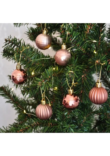 Bronz Renk Lüks Yilbaşi Ağaç Süsleme Toplari 24'lü Paket