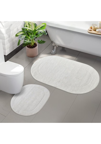 2'li Rixos Krem Rengi Kaymaz Taban Banyo Paspası & Halısı Seti