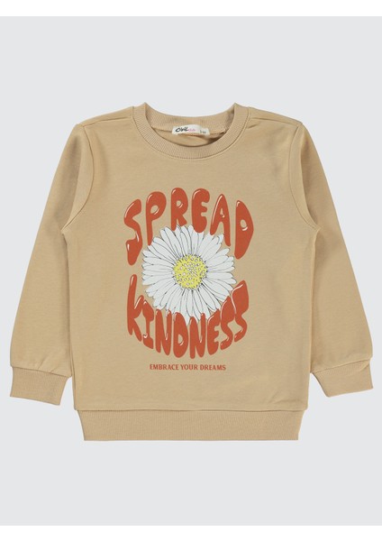 Kız Çocuk Sweatshirt 2-5 Yaş Yulaf Sütü
