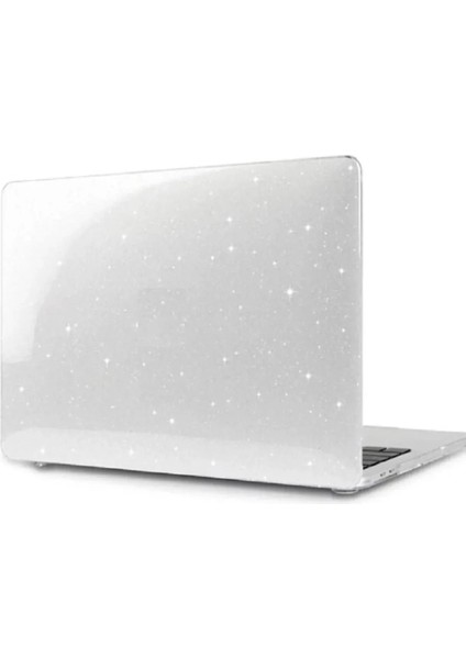 Apple Macbook Air M2 Çip 13.6 A2681 2022 Kilif Parlak Simli Şeffaf Transparan Kapak