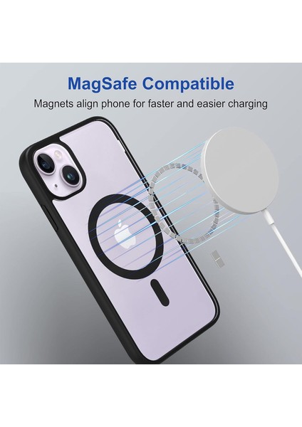 Apple iPhone 14 Kılıf Magsafe Wireless Şarj Özellikli Tam Koruma Renkli Sert Silikon Ege Kapak