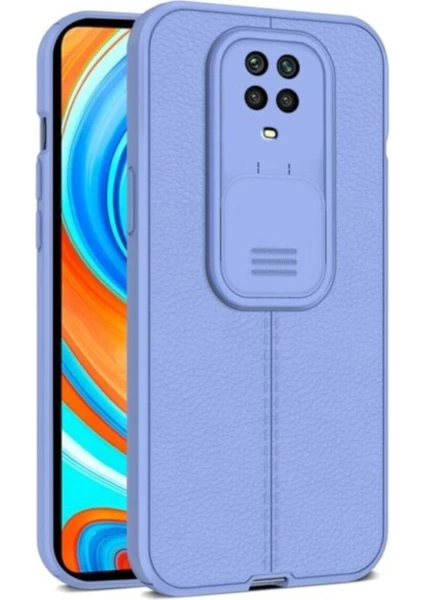 Xiaomi Redmi Note 9 Kılıf Sürgülü Slide Kamera Korumalı Deri Görünümlü Leke Tutmaz Lüks Silikon