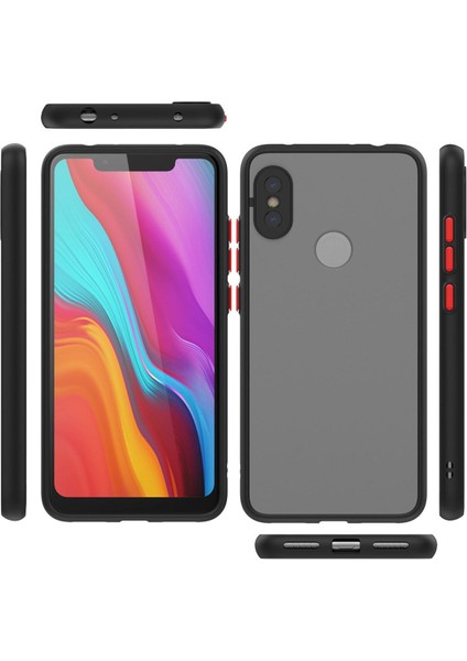 Xiaomi Redmi Note 6 Pro Kılıf Mat Parmak Izi Yapmaz Kamera Korumalı Renkli Tuşlu Sert Silikon Kapak