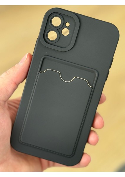 Apple iPhone 12 Kılıf Kamera Lens Korumalı Kartlıklı Cüzdanlı Yumuşak Silikon Kapak