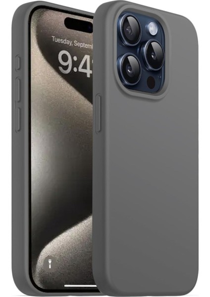 Apple iPhone 15 Pro Kılıf Kadife Lansman Soft Yumuşak Liquid Silikon Kamera Korumalı Kapak
