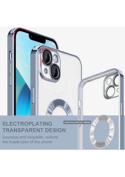 Apple iPhone 13 Kılıf Logo Gösteren Parlak Kenarlı Kamera Lens Korumalı Şeffaf Omega Silikon Kapak