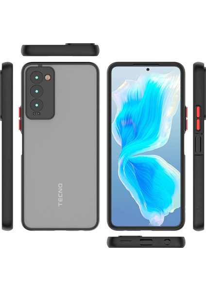 Tecno Camon 18 Kılıf Mat Parmak Izi Yapmaz Kamera Korumalı Renkli Tuşlu Sert Silikon Kapak