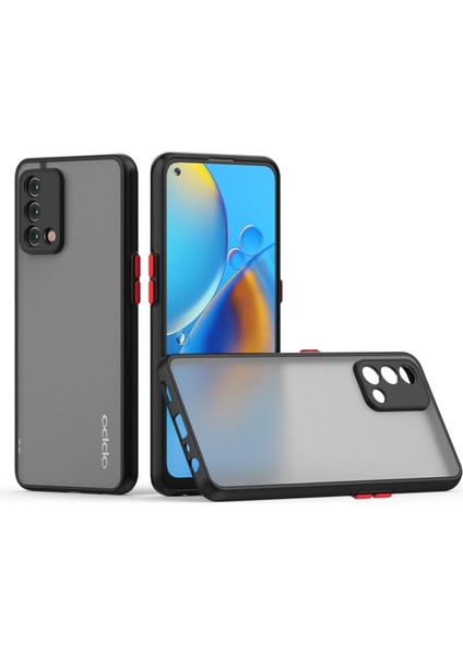 Oppo A74 Kılıf Mat Parmak Izi Yapmaz Kamera Korumalı Renkli Tuşlu Sert Silikon Kapak
