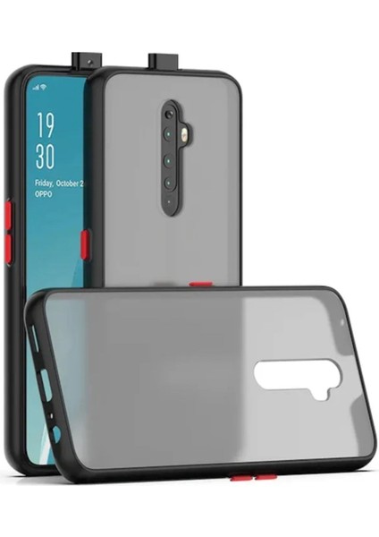 Oppo Reno 2z Kılıf Mat Parmak Izi Yapmaz Kamera Korumalı Renkli Tuşlu Sert Silikon Kapak