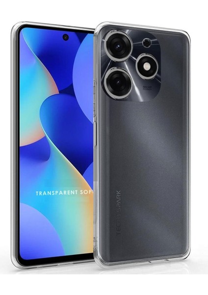 Tecno Spark 20 Pro Kılıf Kamera Korumalı Şeffaf Ultra Ince Esnek Renksiz Silikon Kapak