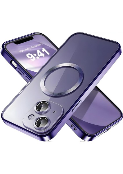 Apple iPhone 15 Plus Kılıf Kamera Lens Korumalı Logo Gösteren Arkası Şeffaf Parlak Kenarlı Kapak