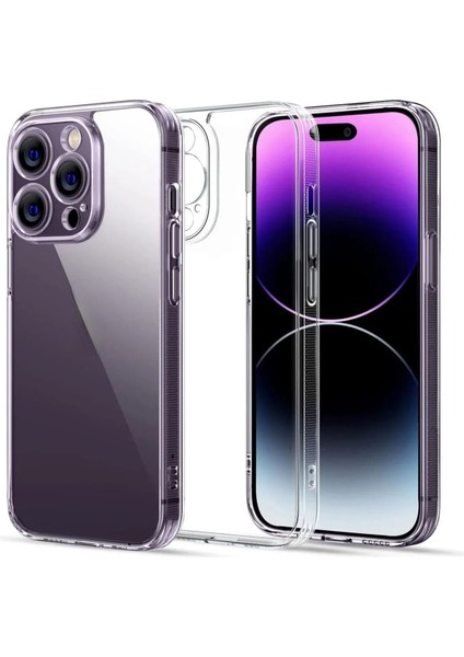 iPhone 14 Pro Max Kılıf 3D kamera Korumalı Şeffaf Yumuşak Süper Silikon Kapak