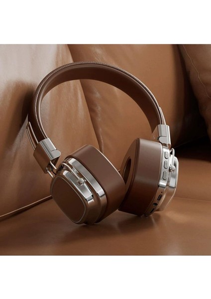 Katlanabilir Kafa Üstü Deri Kemerli Mikrofonlu Bluetooth 5.3 Kulaklık Uzun Süre Kullanım Smy-63