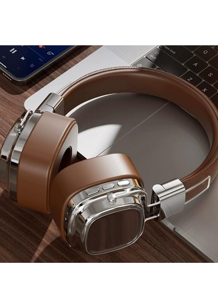 Katlanabilir Kafa Üstü Deri Kemerli Mikrofonlu Bluetooth 5.3 Kulaklık Uzun Süre Kullanım Smy-63