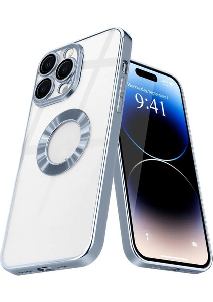 Apple iPhone 11 Pro Max Kılıf Logo Gösteren Parlak Kenarlı Kamera Lens Korumalı Şeffaf Omega Silikon Kapak