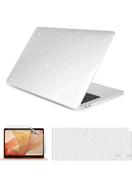 Apple Macbook Pro 13 M1-M2 Çip 2020/2022 A2251-A2289-A2338-A1706-A1708-A2159 Uyumlu Kristal Simli Şeffaf Transparan Koruyucu Kapak modelleri