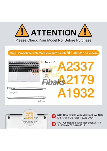 Apple Macbook Air 13 Air M1 M2 2020 Kılıf A1932 - A2174 - A2337 Uyumlu Kristal Şeffaf Transparan Koruyucu Kapak
