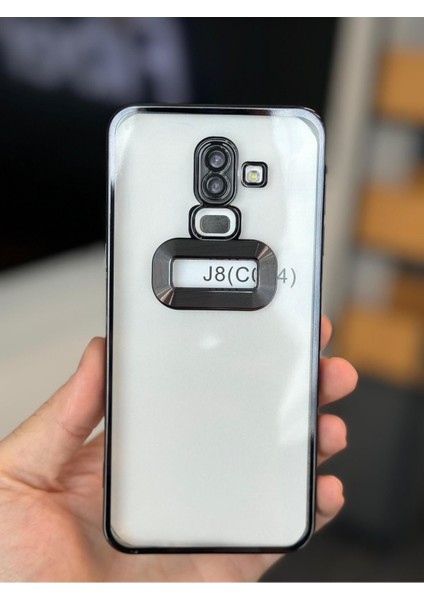 Samsung Galaxy J8 Kılıf Şeffaf Parlak Kenarlı