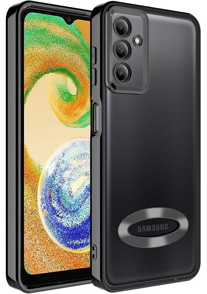 Samsung Galaxy A34 Kılıf Logo Gösteren Parlak Kenarlı Kamera Lens Korumalı Şeffaf Omega Silikon Kapak