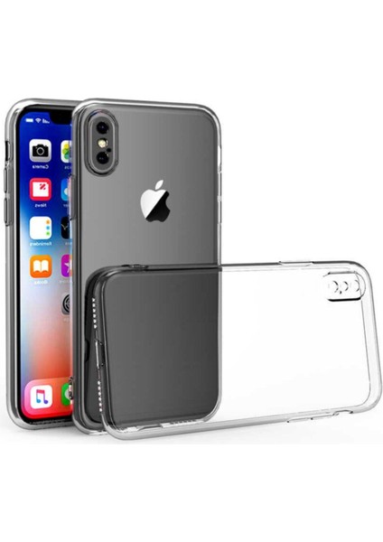 Apple iPhone X/xs Kılıf Kamera Korumalı Şeffaf Ultra İnce Esnek Renksiz Silikon Kapak