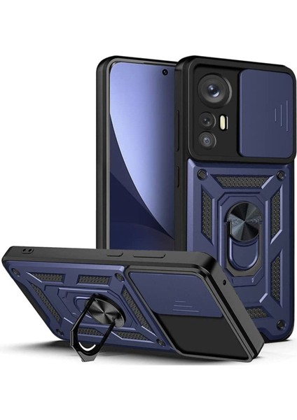 Xiaomi Mi 12 Pro Uyumlu Kılıf Kamera Korumalı Sürgülü Yüzüklü Armor Military Tank Zırhlı