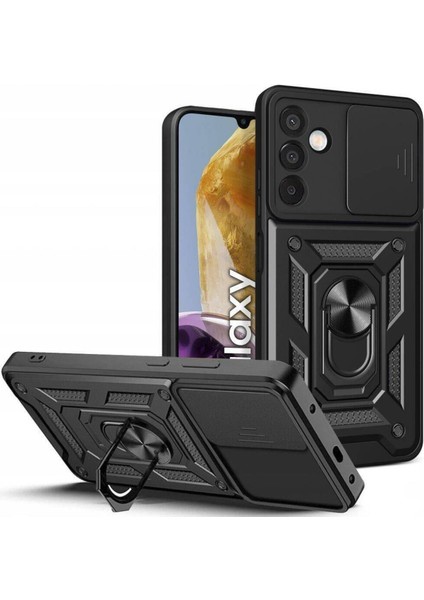 Samsung Galaxy M15 Kılıf Kamera Korumalı Sürgülü Yüzüklü Armor Military Tank Koruyucu Kapak