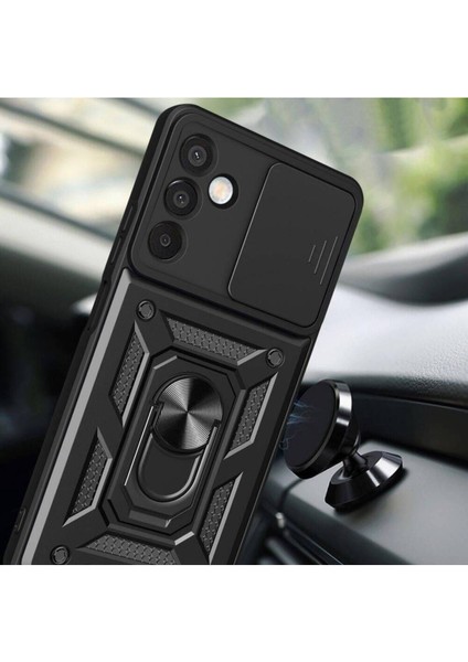Samsung Galaxy M15 Kılıf Kamera Korumalı Sürgülü Yüzüklü Armor Military Tank Koruyucu Kapak