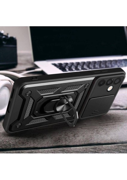Samsung Galaxy M15 Kılıf Kamera Korumalı Sürgülü Yüzüklü Armor Military Tank Koruyucu Kapak