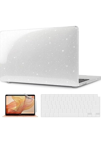 Apple Macbook Air 2023 M2 Çip 15 Inç A2941 Uyumlu Kristal Simli Şeffaf Transparan Koruyucu Kapak